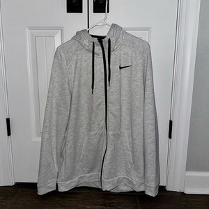Nike Heathered White Zip Up Sweatshirt Hoodie
